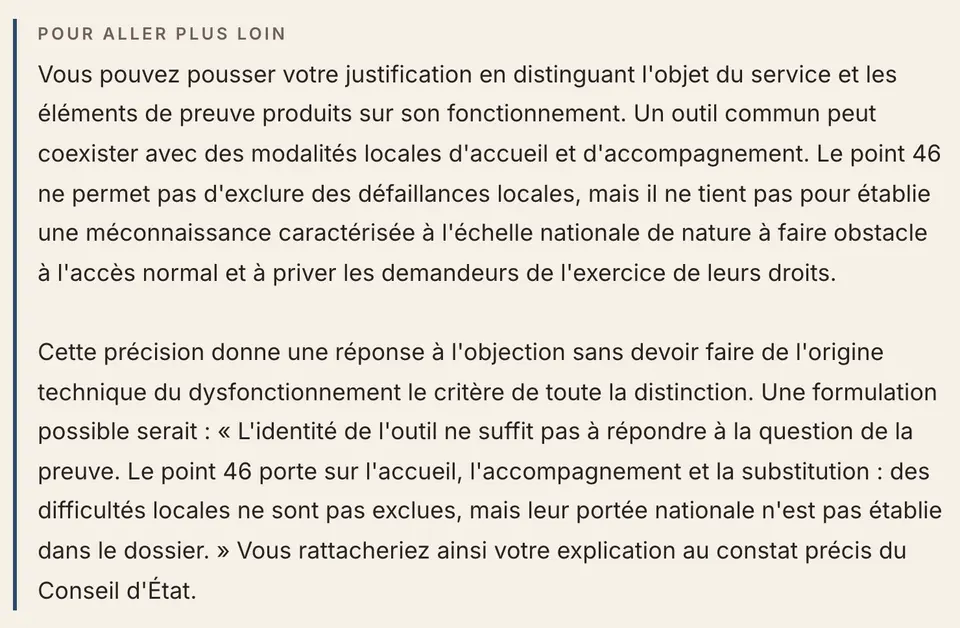 Extrait d’un rapport : la rubrique « Pour aller plus loin », qui pousse la justification du candidat et propose une formulation possible de la réponse.